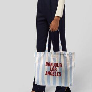 Sezane Los Angeles Striped Canvas Tote